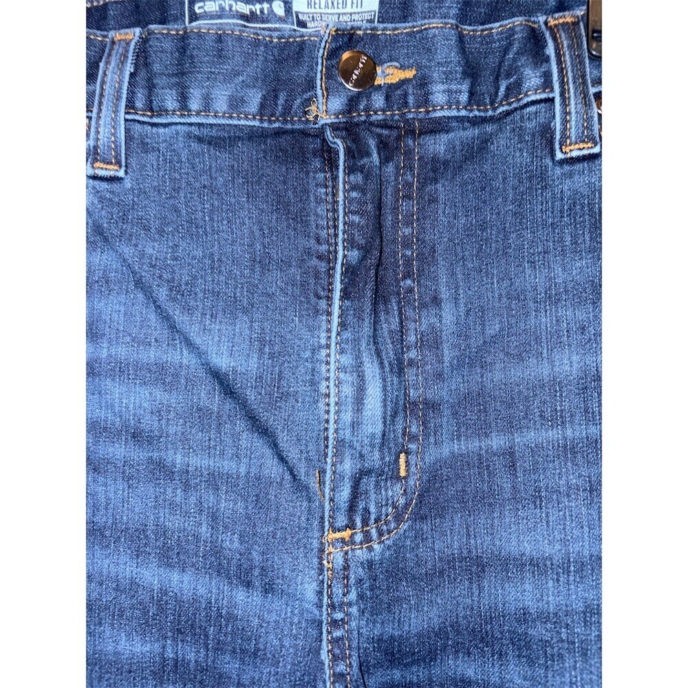 Carhartt Jeans Mens 36x32 Blue Medium Wash Relaxed Fit Straight Leg - Picture 4 of 10
